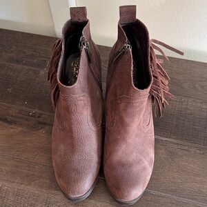 Vince Camuto Brown Fringe Ankle Booties